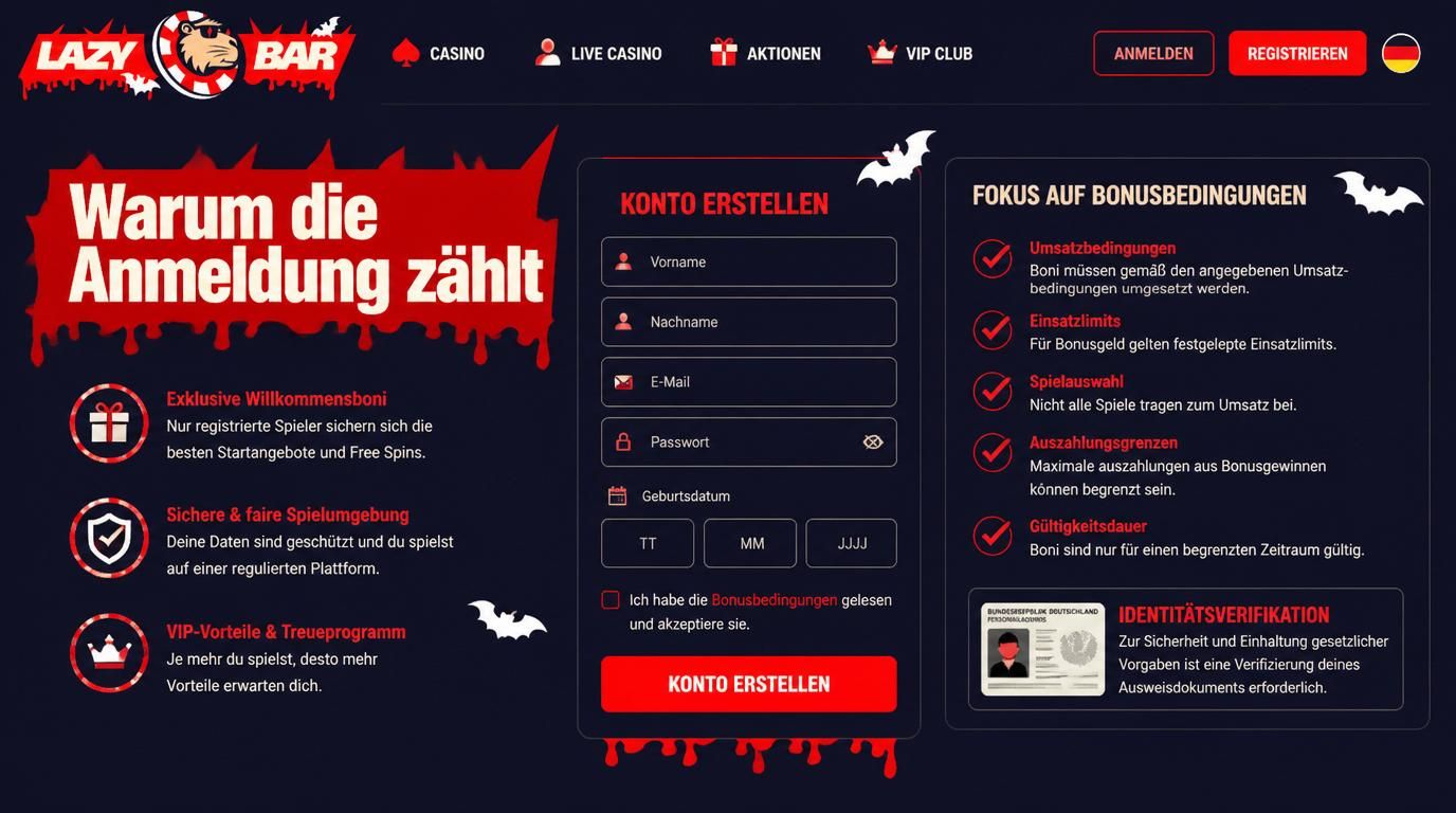 Ein Formular mit deutschen Ausweis-Dokumenten im Casino-Design