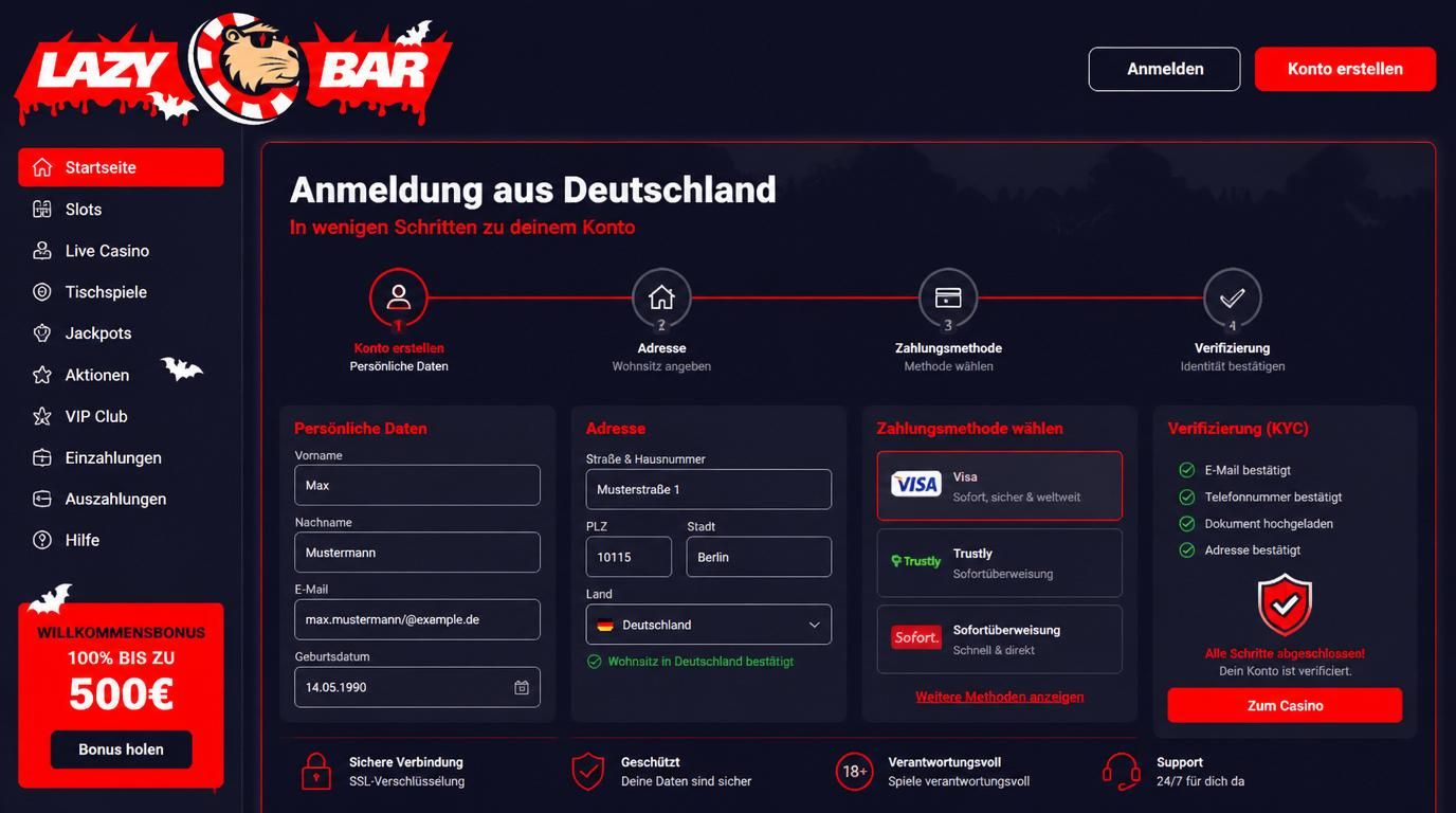 Schritt-für-Schritt Anmeldung für deutsche Nutzer im Casino-Interface