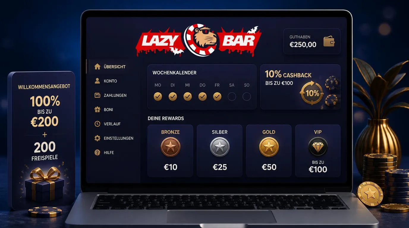 Illustration mit wöchentlichem Cashback und Prämienstufen von Bronze bis VIP